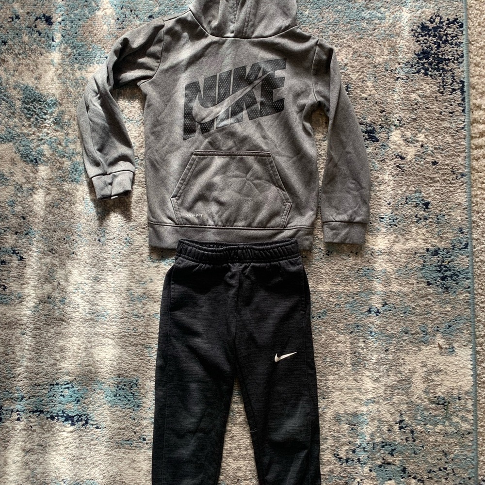 Nike Gray Hoodie and Black Sweatpants Set